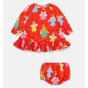 Stella McCartney Kids Red Angel Print Dress Set NWT